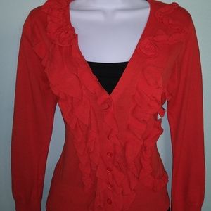Authropologie Guinevere Ruffled Button Up Cardigan